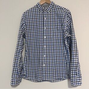 Bonobos Slim Fit Cotton Button Down Blue Checkered Shirt Medium